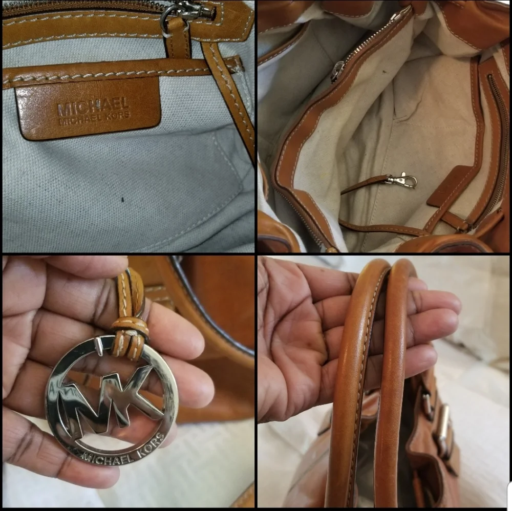 Michael Kors Tan Leather Satchel with Removable Strap